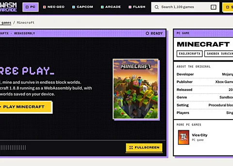 Minecraft 1.8.8 (Eaglercraft) running in a web browser, sandbox game, no download