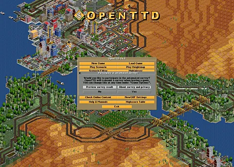 OpenTTD (Web) running in a web browser, strategy game, no download