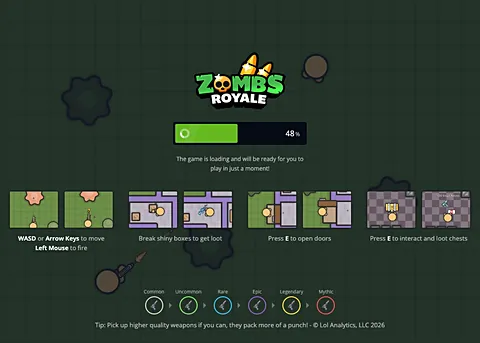 Zombs Royale running in a web browser, multiplayer game, no download