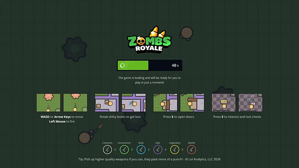 Zombs Royale running in a web browser, Multiplayer game, no download